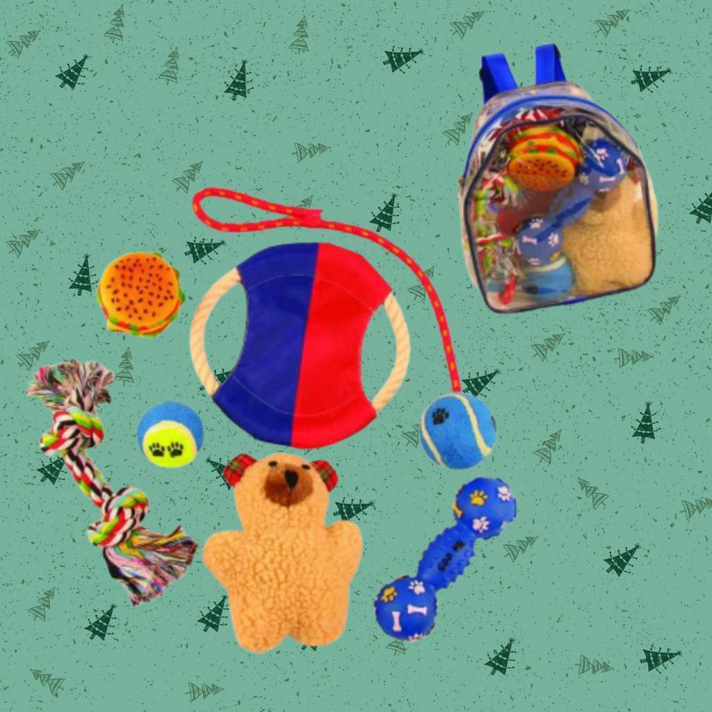 Pet Life: 8 Pieceo Backpack Pet Toy Set