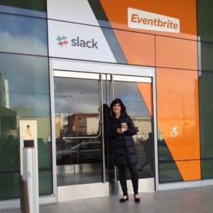 Outside the SLACK and Eventbrite offices in 2014 before RangeMe moved to the U.S. Little did I know about 12 months later I would be invited into the Eventbrite office to meet the founder Kevin Hart and that he would invest in RangeMe!